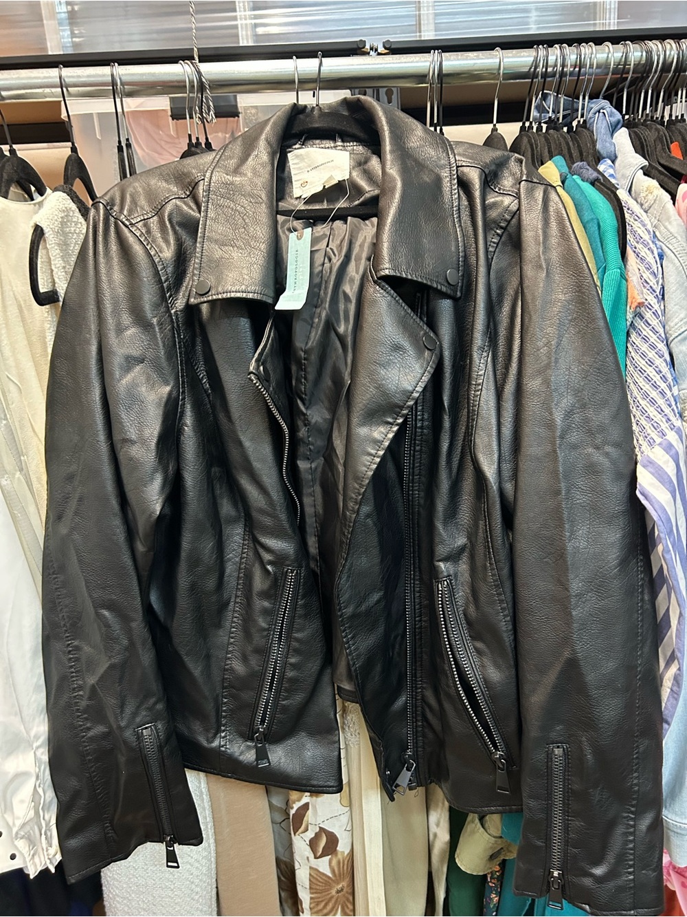 NWT Anthropologie Moto Jacket Plus Size Faux Leather | 3XL | Black